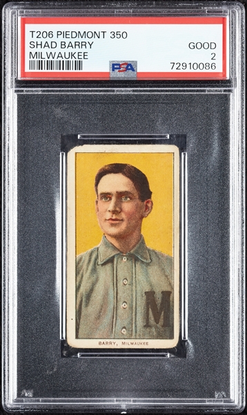 1909-11 T206 Shad Barry Milwaukee PSA 2