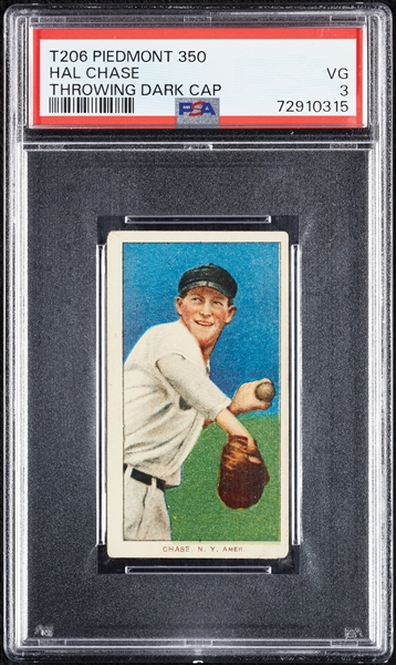 1909-11 T206 Hal Chase Throwing Dark Cap PSA 3