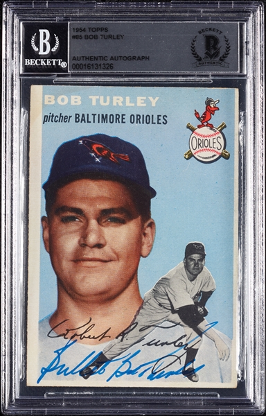 Bob Turley Signed 1954 Topps RC No. 85 (BAS)