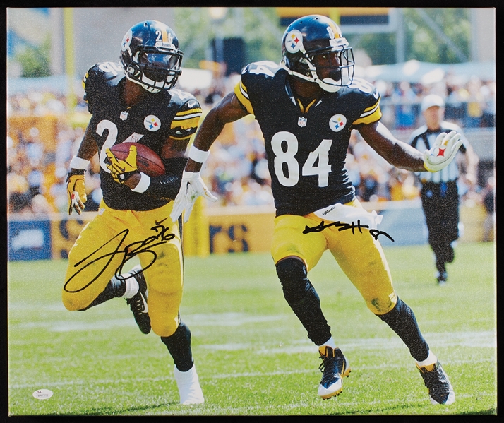 Antonio Brown & Le'Veon Bell Dual-Signed Canvas Print (JSA)