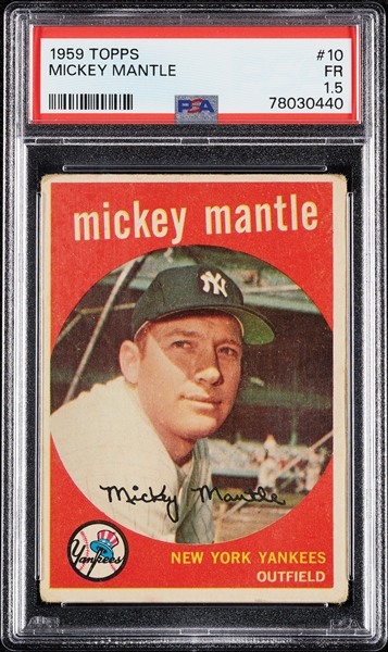 1959 Topps Mickey Mantle No. 10 PSA 1.5