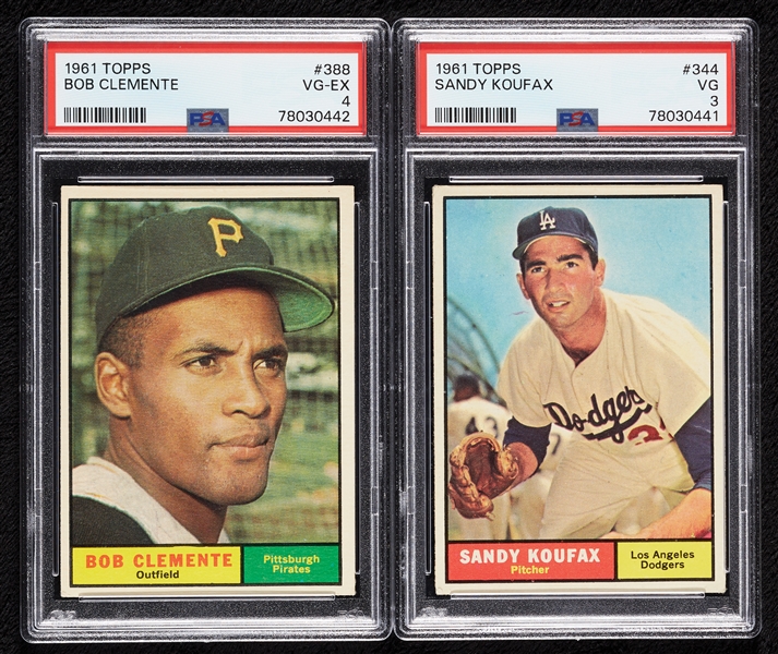 1961 Topps Roberto Clemente & Sandy Koufax PSA-Graded Pair (2) 