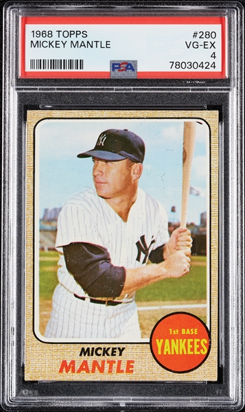 1968 Topps Mickey Mantle No. 280 PSA 4