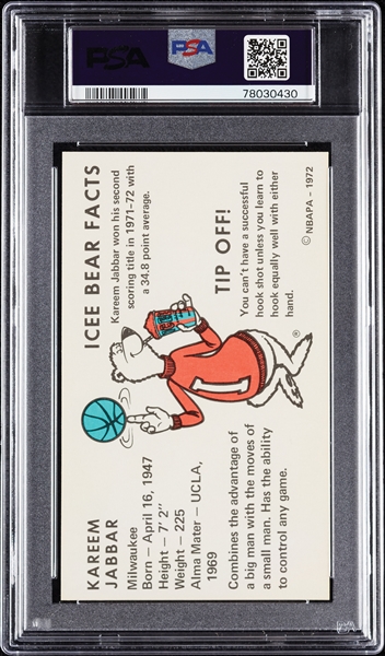 1972 Icee Bear Kareem Abdul-Jabbar PSA 9