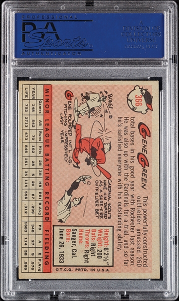 1958 Topps Gene Green No. 366 PSA 8.5