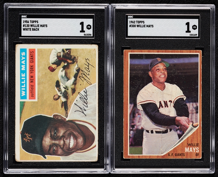 1956 & 1962 Topps Willie Mays SGC 1 Pair (2)