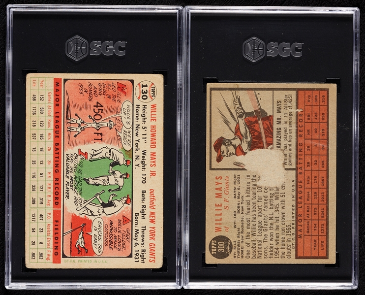 1956 & 1962 Topps Willie Mays SGC 1 Pair (2)