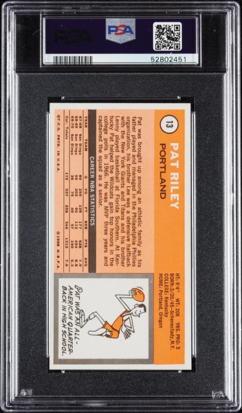 1970 Topps Pat Riley RC No. 13 PSA 6.5