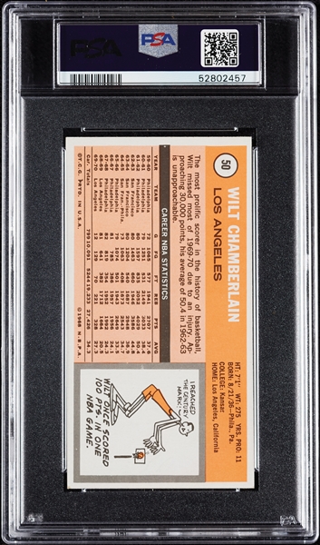 1970 Topps Wilt Chamberlain No. 50 PSA 7