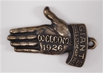 1926 New York Giants Season Pass Welcome Hand Pendant