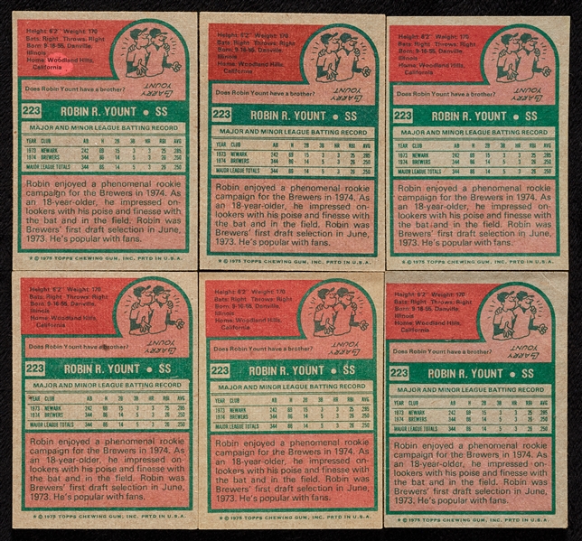 1975 Topps Baseball Robin Yount Rookie Cards (6)