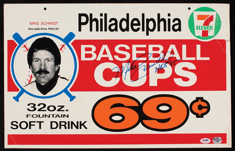 Mike Schmidt Signed 1987 7-Eleven Big Gulp Advertising Display (PSA/DNA)