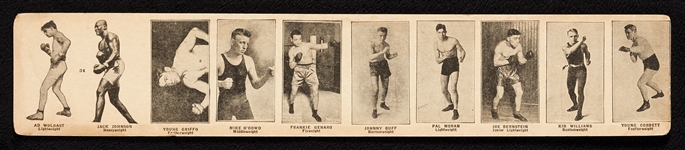 1923 W580 Boxing Strip Card Sheet With Jack Johnson 