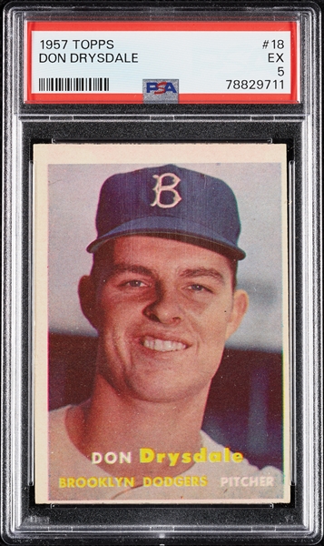 1957 Topps Don Drysdale RC No. 18 PSA 5