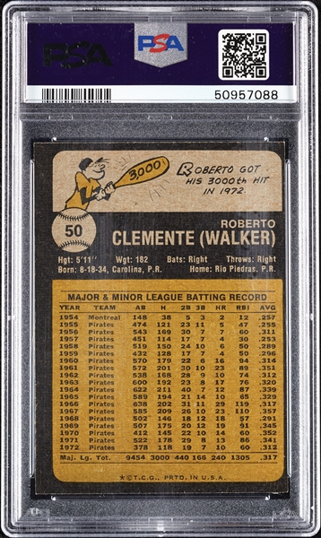 1973 Topps Roberto Clemente No. 50 PSA 7