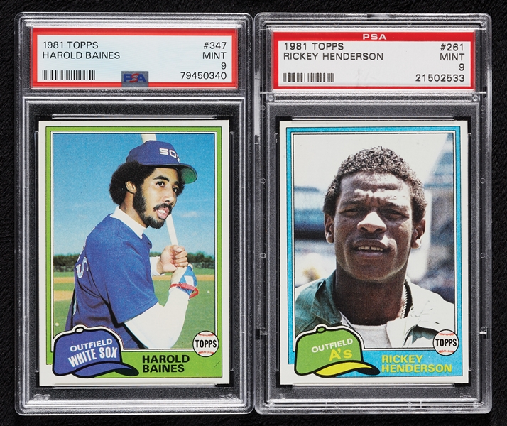 1981 Topps Rickey Henderson & Harold Baines PSA 9 Pair (2)