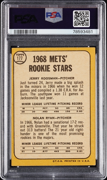 1968 Topps Nolan Ryan RC No. 177 PSA 4