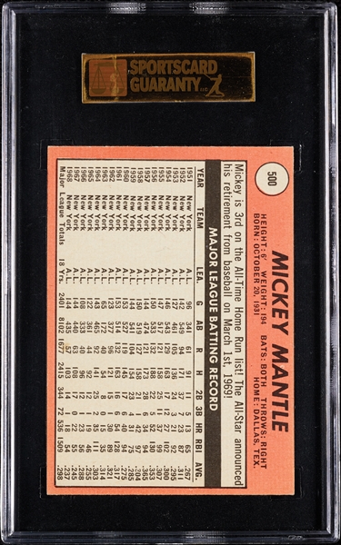 1969 Topps Mickey Mantle No. 500 SGC 7