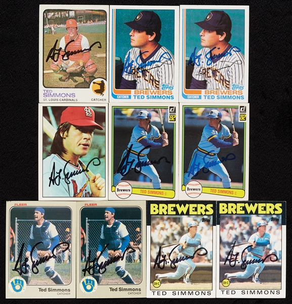 Ted Simmons Signed Trading Cards Group (20)