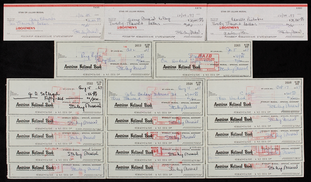 Stan Musial Signed Checks Group (20)