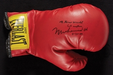 Muhammad Ali Signed Boxing Glove "3 Time World Champion" (BAS)