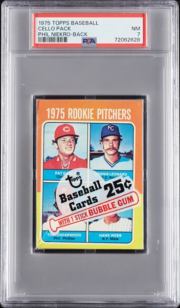 1975 Topps Baseball Cello Pack - Phil Niekro Back (Graded PSA 7)