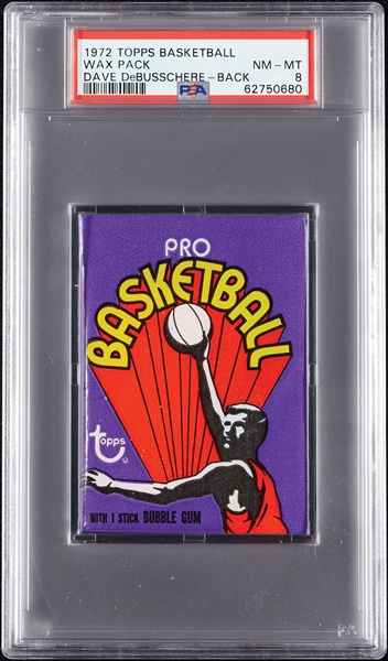 1972 Topps Basketball Wax Pack - Dave DeBusschere Back (Graded PSA 8)