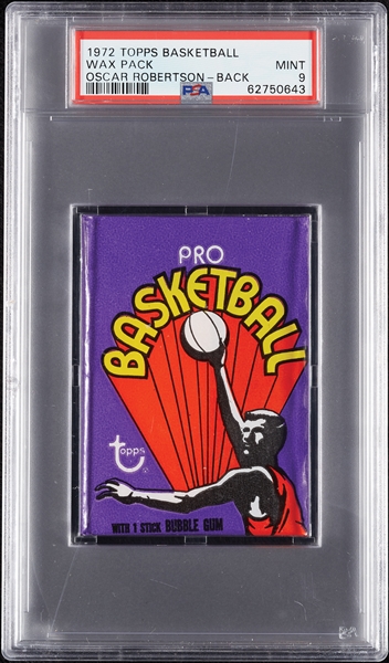 1972 Topps Basketball Wax Pack - Oscar Robertson Back (Graded PSA 9)