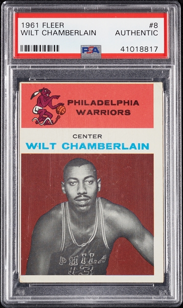 1961 Fleer Wilt Chamberlain RC No. 8 PSA Authentic