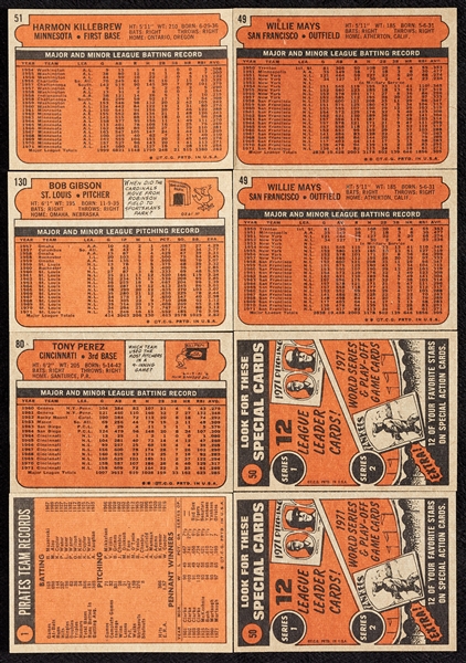 1972 Topps Baseball Partial Set With 16 HOFers, Stars and Specials (268)