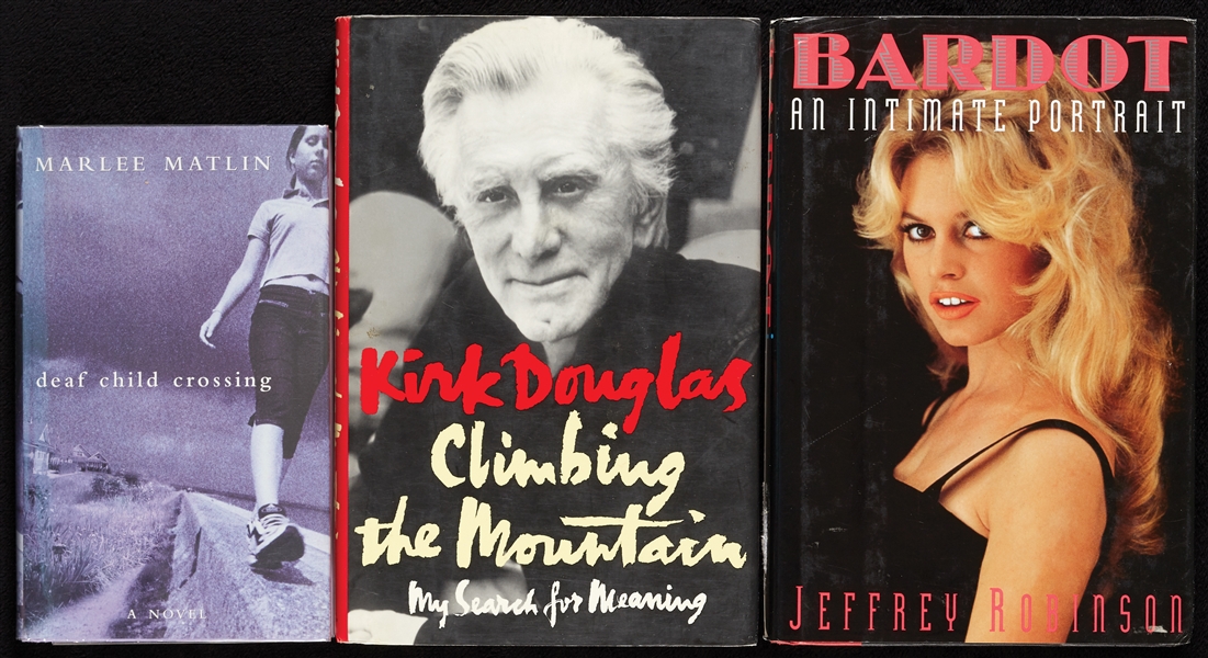 Brigitte Bardot, Kirk Douglas & Marlee Matlin Signed Books (3)
