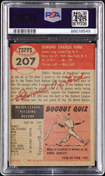 1953 Topps Whitey Ford No. 207 PSA 5