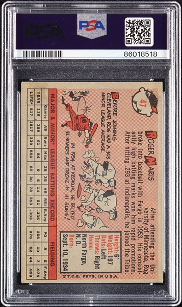 1958 Topps Roger Maris RC No. 47 PSA 4