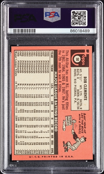 1969 Topps Roberto Clemente No. 50 PSA 8