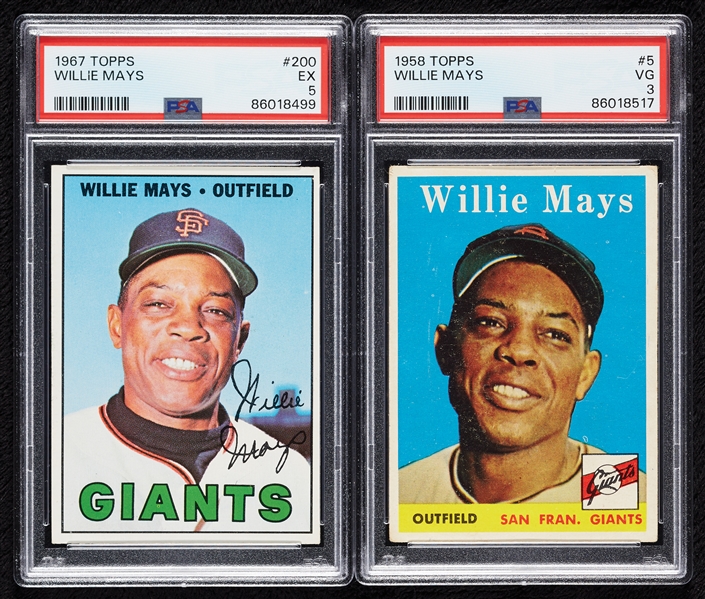 Willie Mays PSA-Graded Pair with 1958 & 1967 Topps (2)