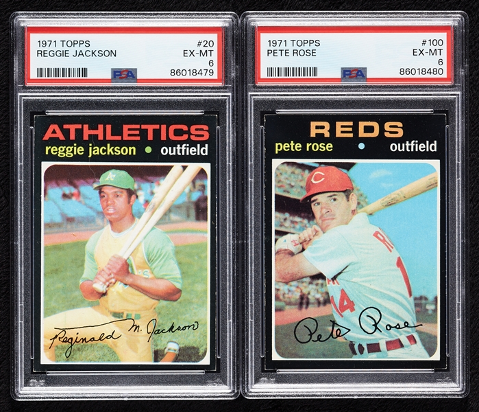 1971 Topps Reggie Jackson & Pete Rose PSA 6 Graded Pair (2)