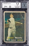 Mickey Mantle Signed 1957 Topps No. 95 BVG 1.5 (Graded BAS 6)
