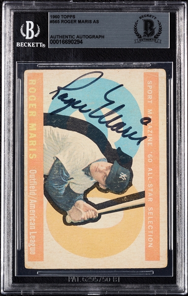 Roger Maris Signed 1960 Topps All-Star No. 565 (BAS)