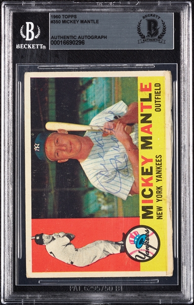 Mickey Mantle Signed 1960 Topps No. 350 (BAS)