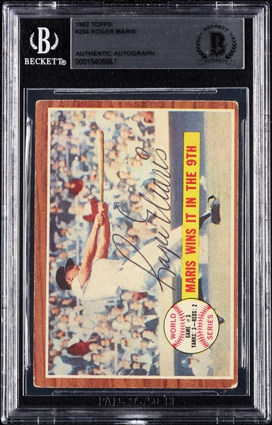 Roger Maris Signed 1962 Topps World Series Game 3 No. 234 (BAS)