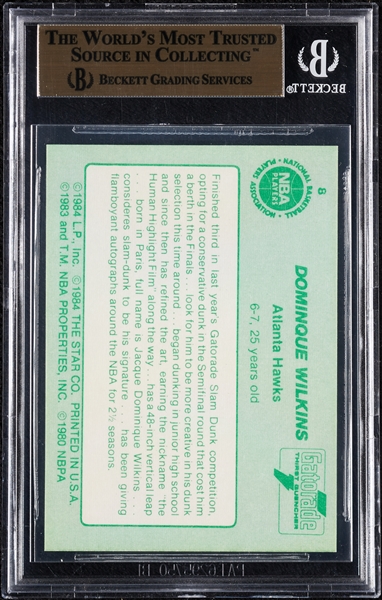 1985 Star Gatorade Slam Dunk Dominique Wilkins No. 8 BGS 9.5