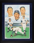 Mickey Mantle, Billy Martin & Whitey Ford Signed Susan Rini Lithograph in Frame (PSA/DNA)