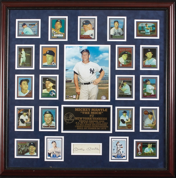 Mickey Mantle Cut Signature with Topps Chrome Reprints Display
