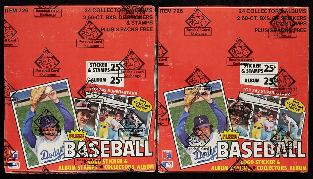 1982 Fleer Baseball Combo Stickers & Albums Boxes Pair (2) (BBCE) (FASC)