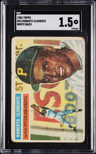 1956 Topps Roberto Clemente White Back No. 33 SGC 1.5