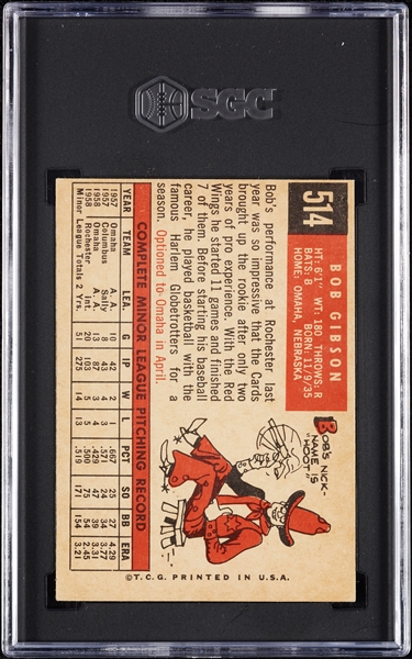 1959 Topps Bob Gibson RC No. 514 SGC 4.5