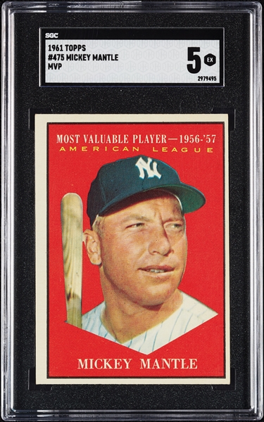 1961 Topps Mickey Mantle MVP No. 475 SGC 5