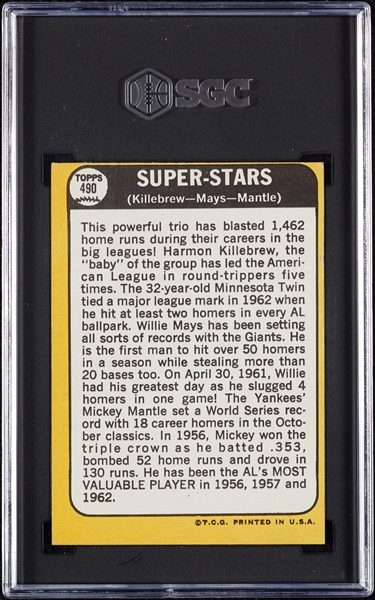 1968 Topps Superstars with Mantle, Mays, Killebrew No. 490 SGC 4.5