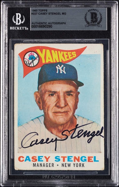 Casey Stengel Signed 1960 Topps No. 227 (BAS)