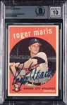 Roger Maris Signed 1959 Topps No. 202 (Graded BAS 10)